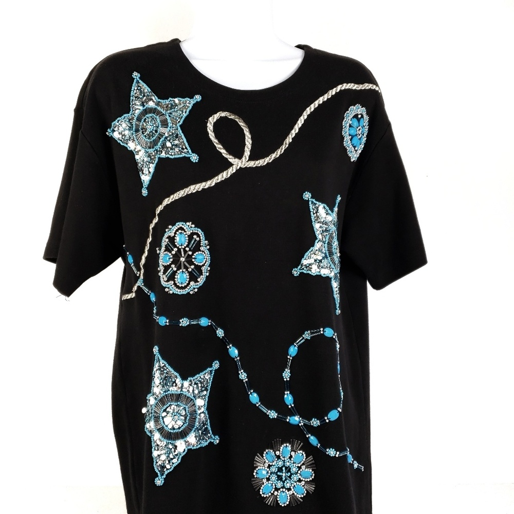 Marisa Christina Women's Cowgirl Embellished Jeweled Festival Top Medium Party